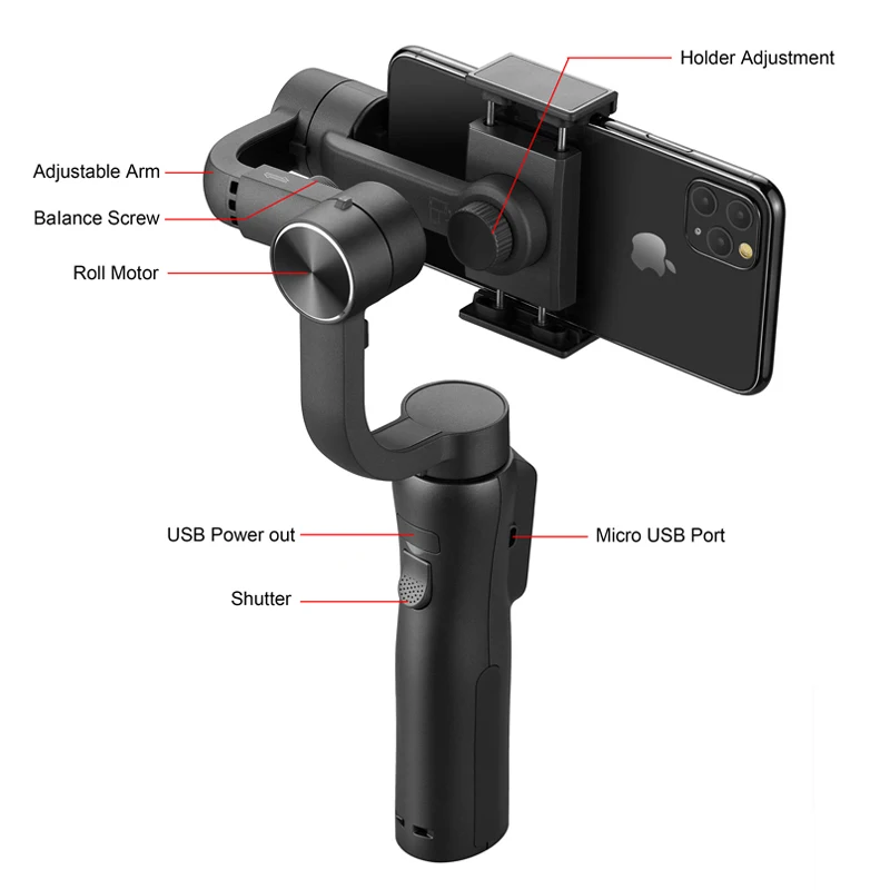 S5B 3 Axis Handheld gimbal stabilizer cellphone Video Record Smartphone Gimbal For phone Action Camera VS H4 enlarge