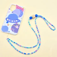 fashion long colorful beads mobile phone hanging neck rope hand woven tag cute mobile phone chain pendant rope