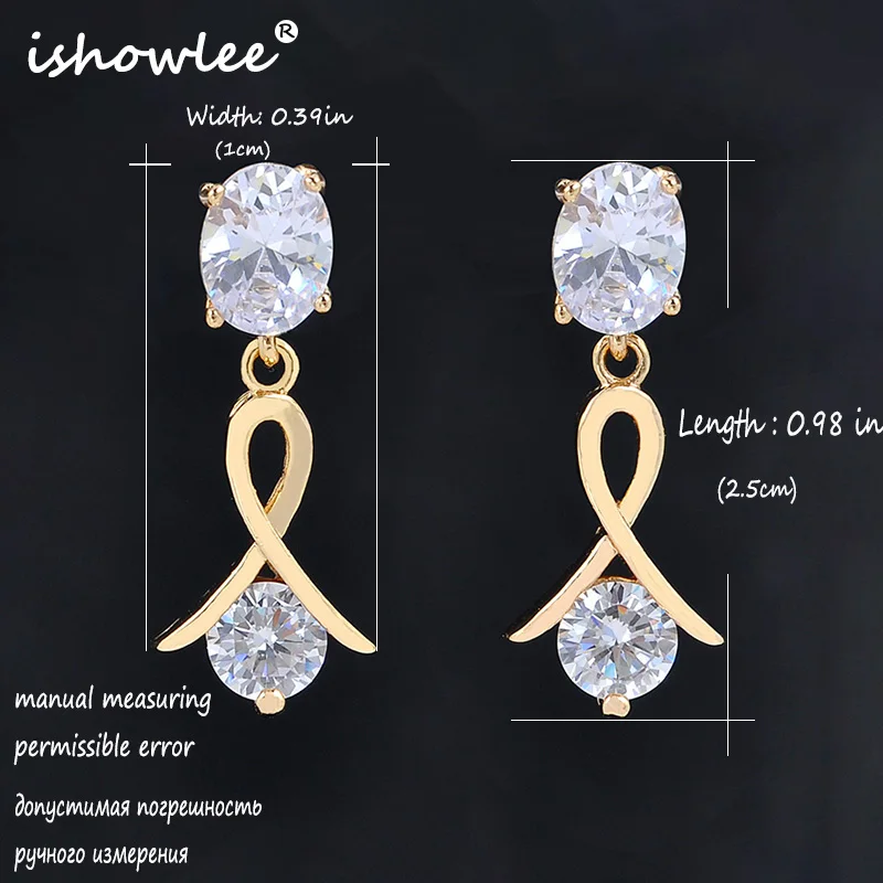 Корейские милые висячие серьги из розового золота с 585 камнями и фианитом