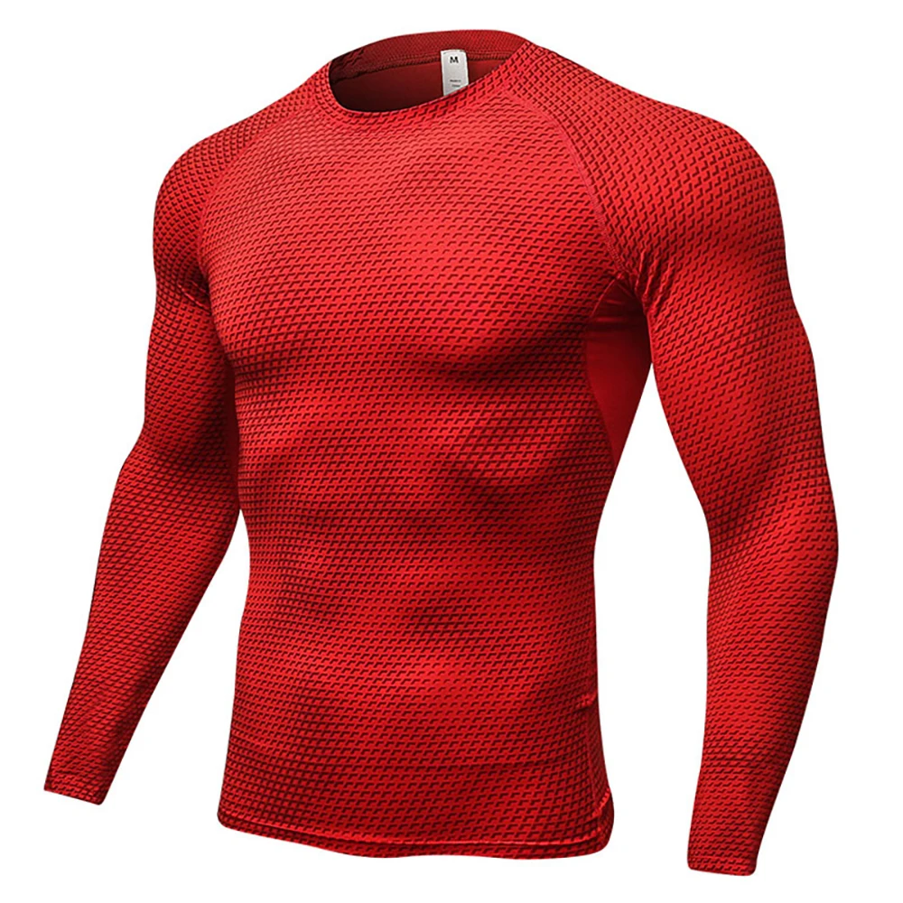 Men Sports Shirt 3D Print Quick Dry Long Sleeve Compression Underwear Running T-shirt Gym Fitness joggers Training Sportswear