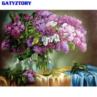 Картина для раскрашивания по номерам GATYZTORY, Настенная картина в рамке с цветами сделай сам, ручная роспись, холст по номерам, 60x75