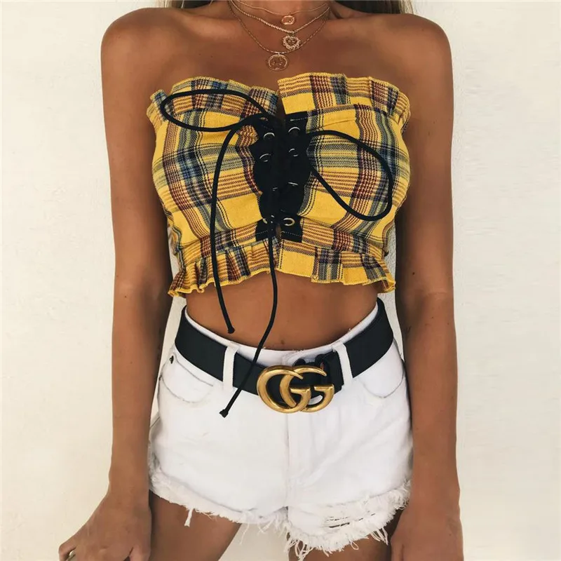 

Женский летний короткий топ на одно плечо, топ без рукавов с кружевом, 2021