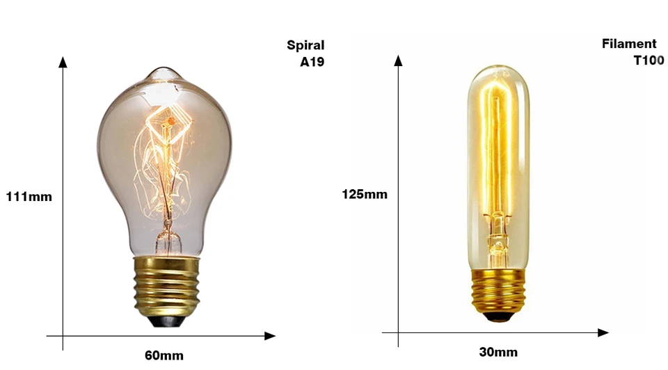 Винтаж Edison светильник лампочка E27 220v 40w Ретро Эдисон лампы ST64 T45 T100 T185 G80 G95 A19 нити накаливания светильник