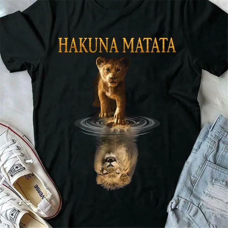 Лев Король Simba Hakuna Matata Live Action футболка Черная Хлопковая мужская S 6Xl плюс размер