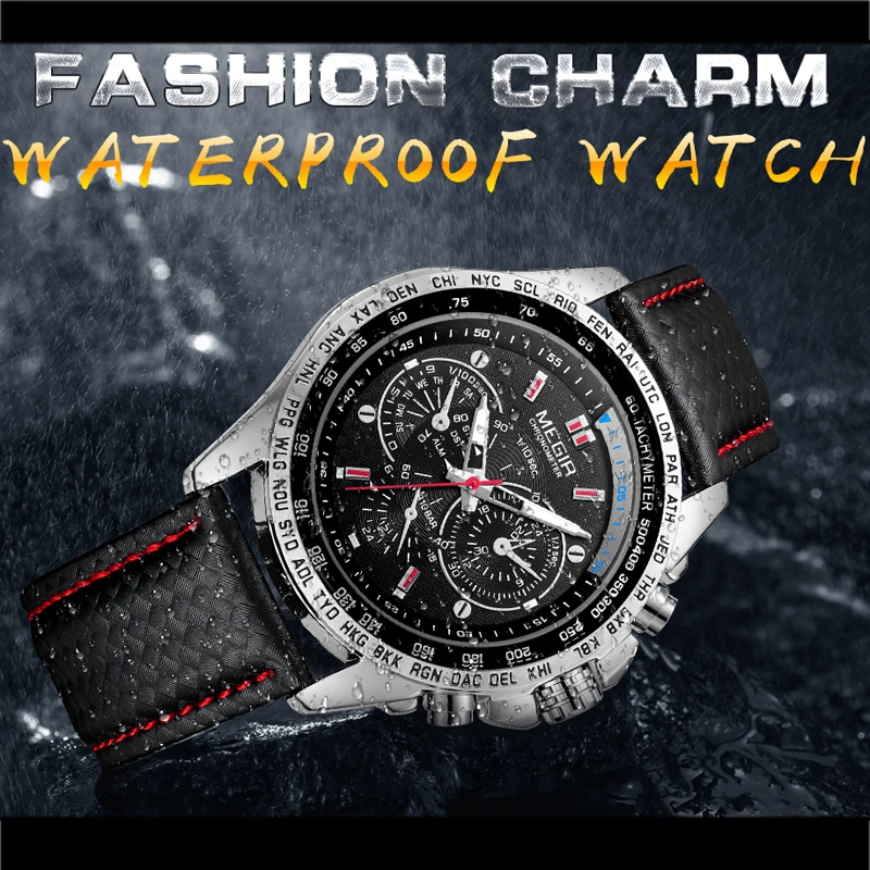 Часы наручные MEGIR Мужские кварцевые оригинальные брендовые Роскошные модные