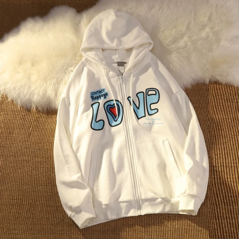 

Cloth Thin Sweater Women's Hooded Zipper Rac