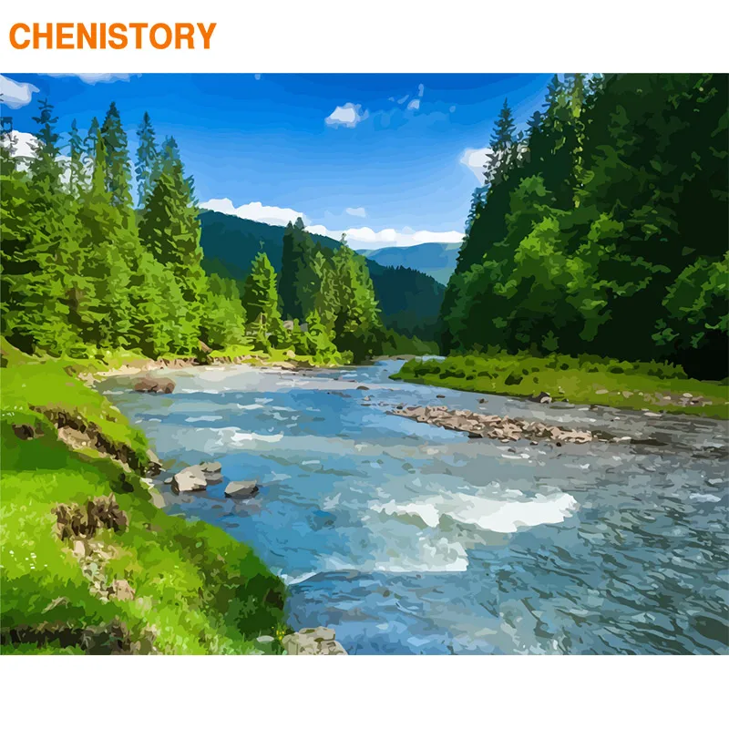 CHENISTORY Рамка Картина Diy картина по номерам Снежный лес домашний настенный Арт картина холст картина для гостиной Декор для дома - Цвет: 190814-12