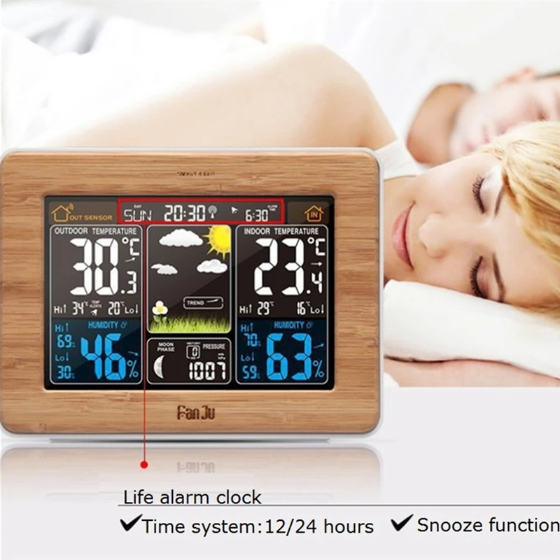 

Multifunctional Desk Clock Table Watch Weather Station Monitor Control Smart Digital Indoor Outdoor Thermometer Hygrometer Color