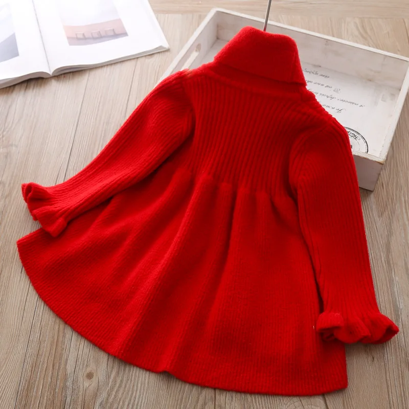 Girls Knit Sweater Dress autumn winter Infant Toddler baby Red Shirt for girl Kid princess Warm Christmas thick Tops Dresses 12M | Детская