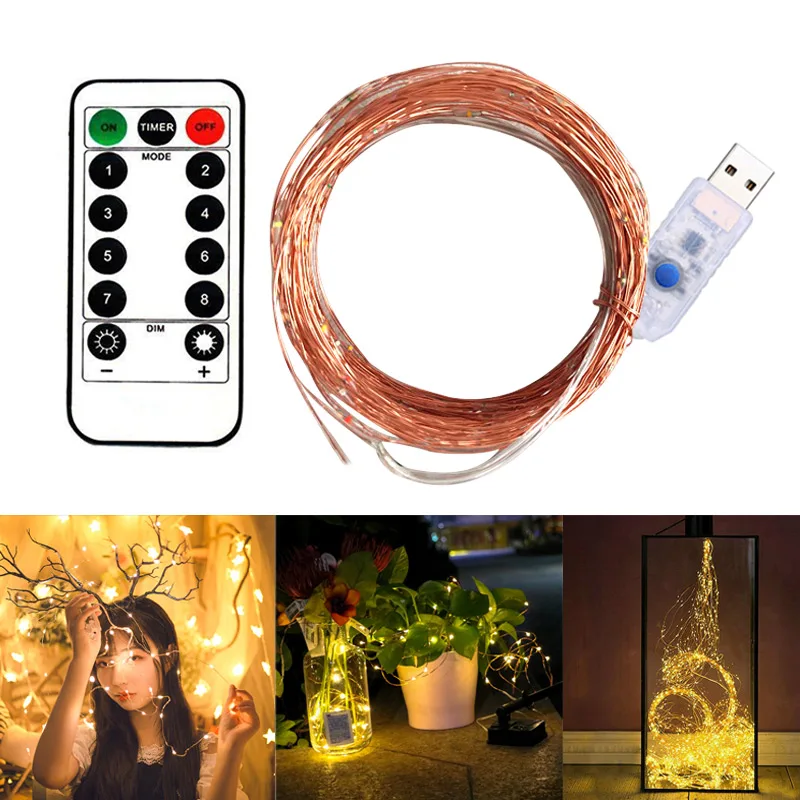 USB светящиеся огни медный провод 8 режимов мерцающие с дистанционным управлением