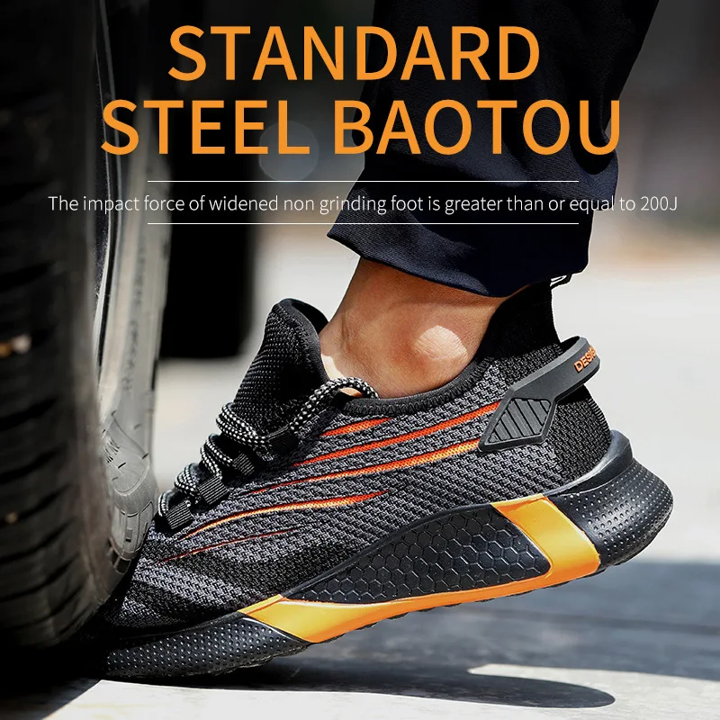 

Safety Shoes Anti-smash and Anti-puncture Steel anti-pressure Sports Shoes Breathable Work Shoes Protection Comfortable Man New
