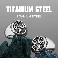 stainless steel tree of life signet ring classic mens viking amulet ring nordic jewelry gift wholesale