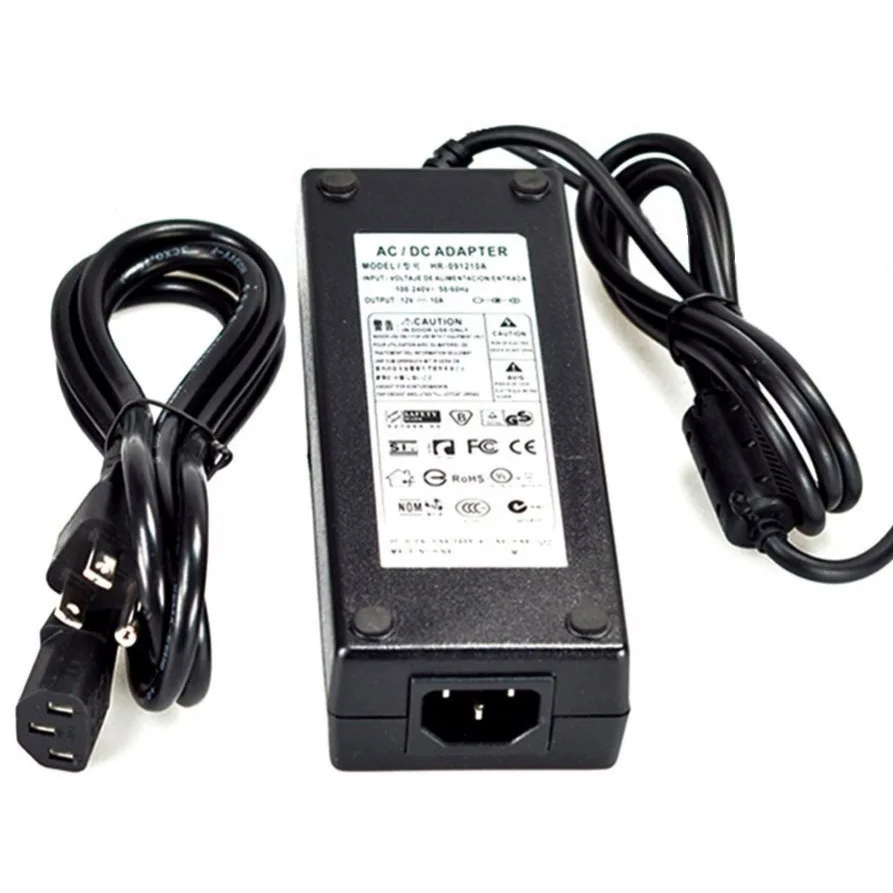 

30pcs 120W AC 100V-240V Converter Adapter DC 12V 10A Power Supply with Power Cord Cable Plug AC/DC Adapter led transformer
