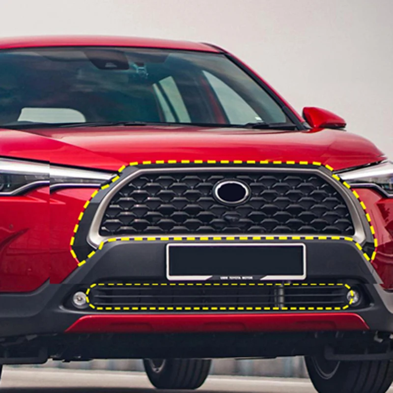 Для Toyota Corolla Cross XG10 2020 2021 углеродный стиль Передняя Нижняя средняя решетка рамка