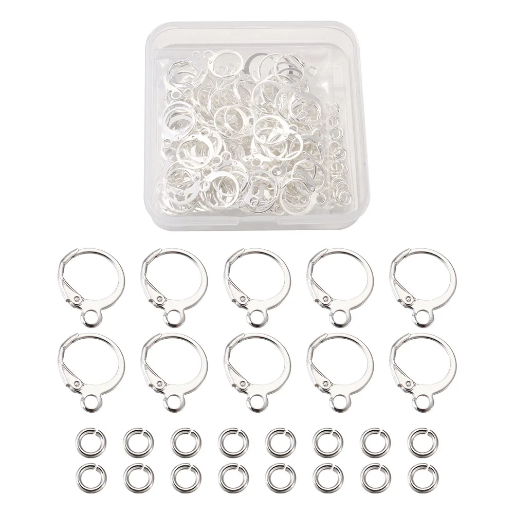

250pcs/Box Brass Huggie Hoop Earrings Findings French Earring Hooks Wire with Open Jump Rings for DIY Jewelry Making Supplies