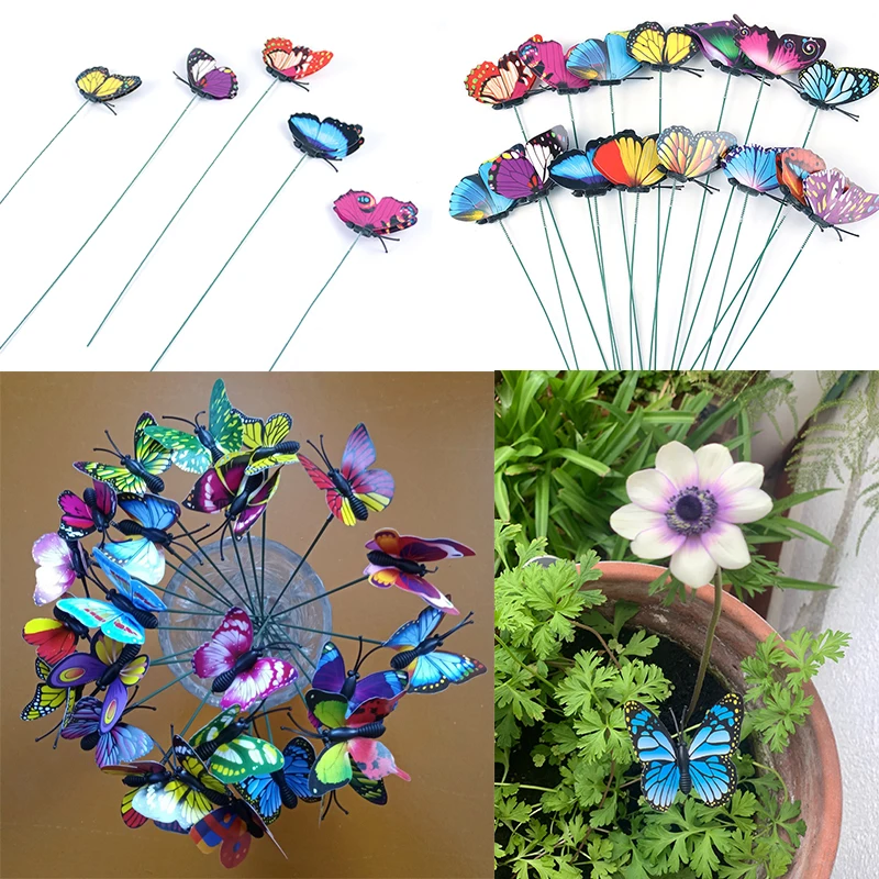 

10pcs Whimsical Butterfly Stakes Colorful Butterflies Garden Yard Planter Decoracion Outdoor Decor Flower Pots Decoration
