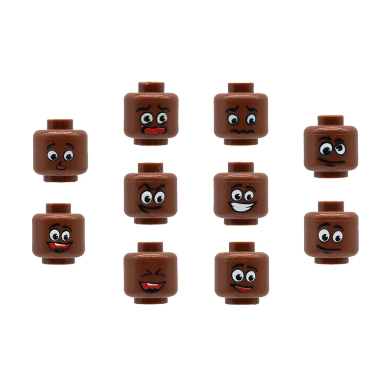 10PCs Assortment Lot Mini Heads Printed Face Expression for MOC Construction Blocks Building Bricks Toys Children | Игрушки и хобби