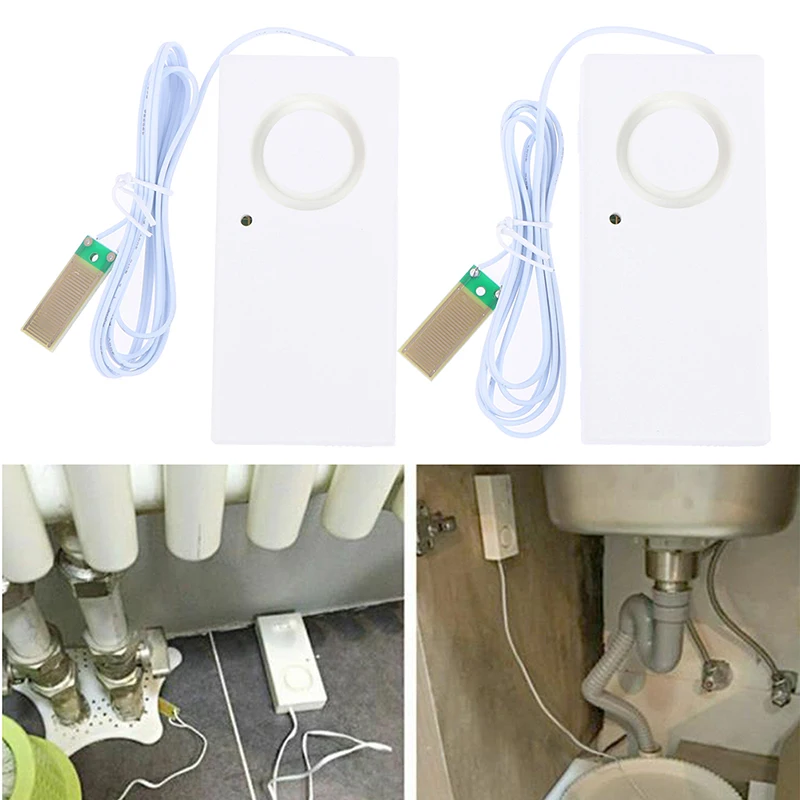 

2Pcs Water Leakage Alarm Detector 120dB Water Leak Sensor Home Security System