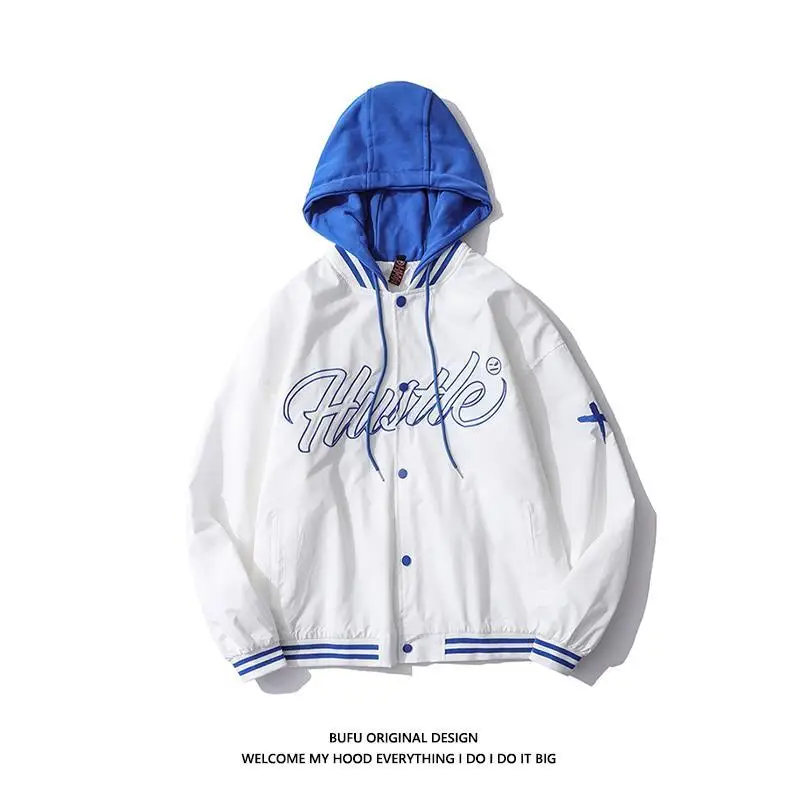 

Baseball Coat Boys Hooded Spring Couple Loose Jacket