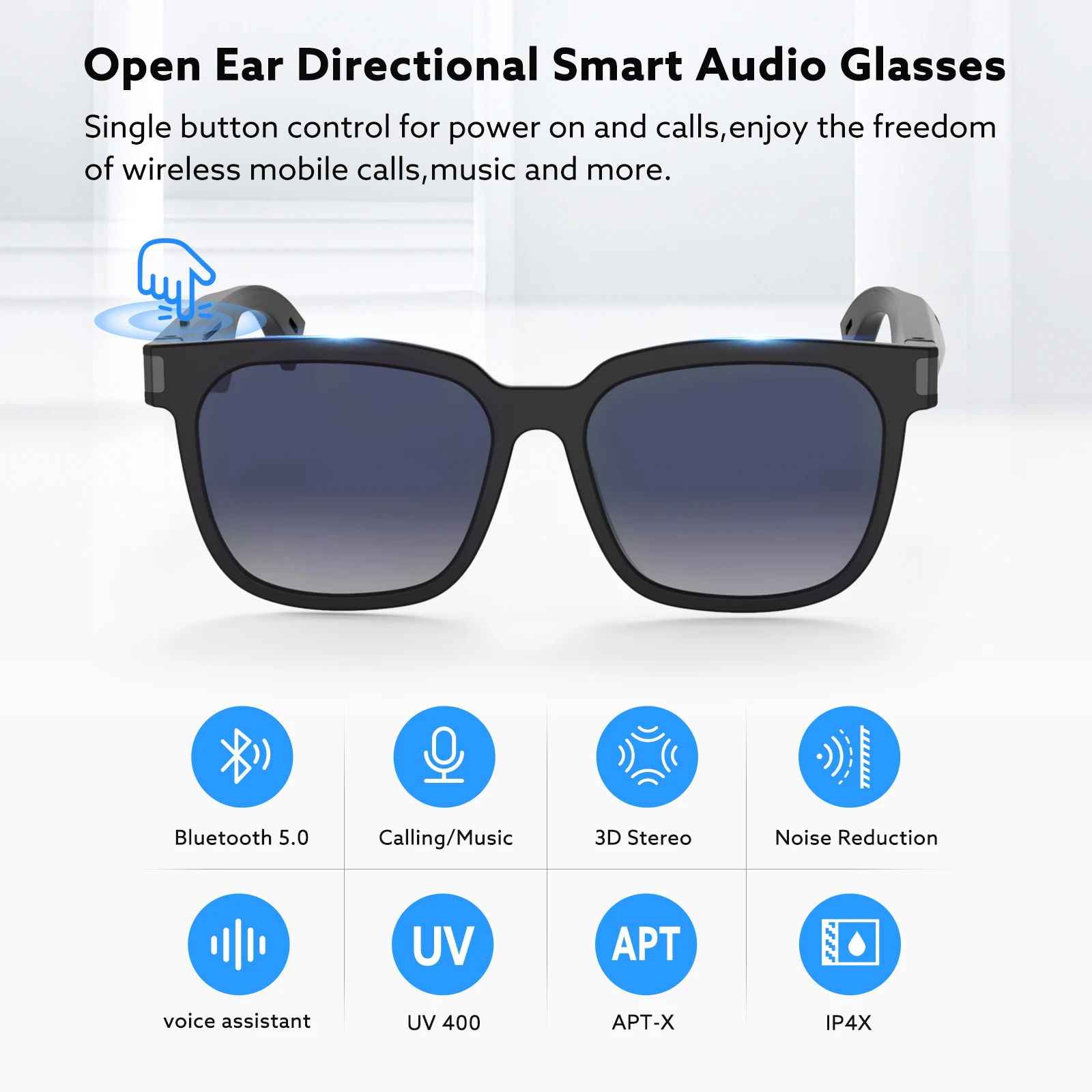 

Wireless E-sports Audio Glasses Bluetooth Sunglasses Open Ear Music Headphones BT5.0 Hands-Free Calling Polarized Glasses Lens