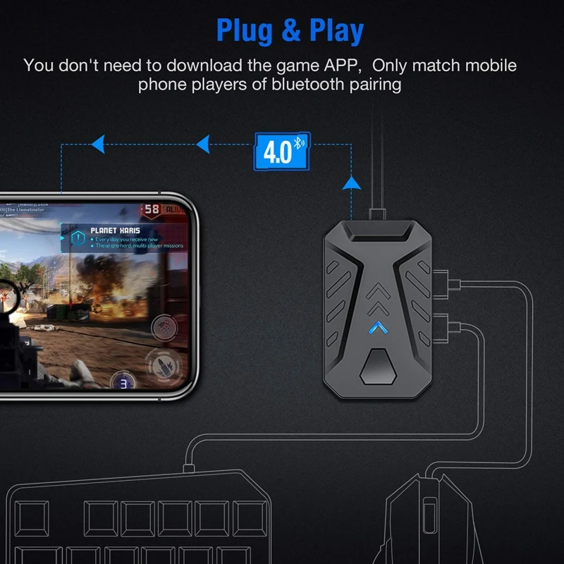 

3 in 1 Bluetooth Gaming Keyboard Mouse Converter Combo for Smartphone PC PUBG Mobile Game Accessories