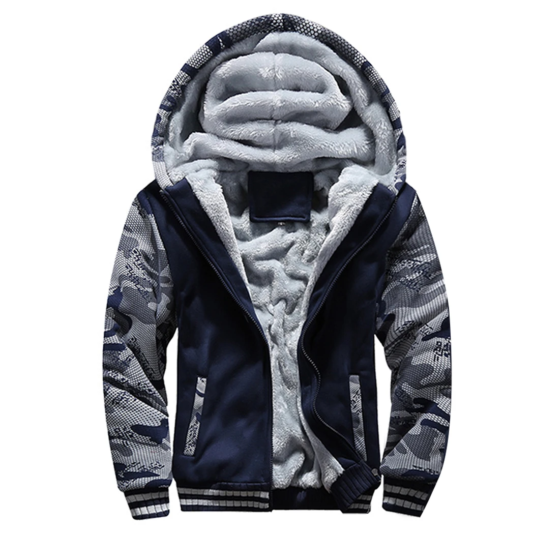 Dark Blue Спортивный костюм VIKINGS, теплая зимняя флисовая толстовка с капюшоном, Мужская камуфляжная куртка, Мужская куртка на молнии+ штаны, 2 шт. в комплекте, спортивный костюм, верхняя одежда - Цвет: Dark Blue