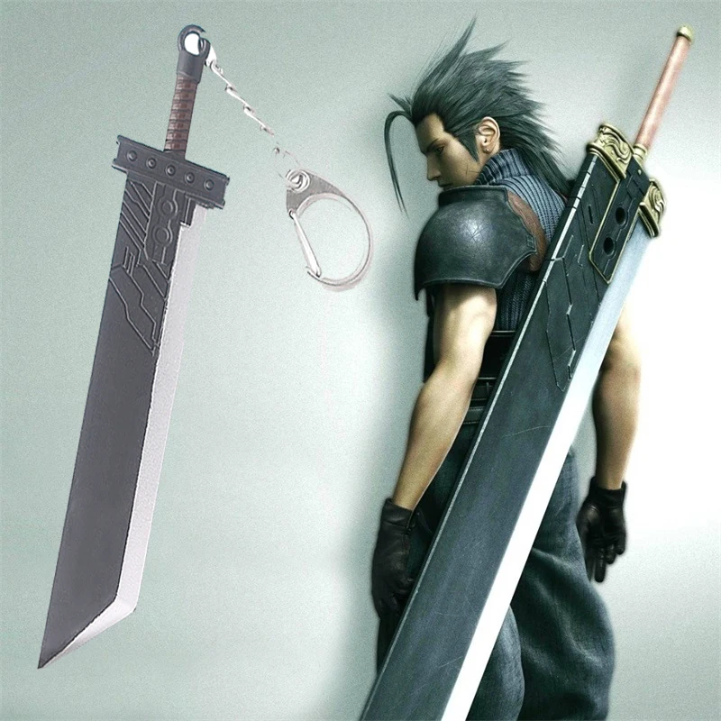 

Cloud Strife Buster Sword Keychain Men Final Fantasy 7 Remake Zack Fair Weapon Sword of Armor Break Key Ring Metal Game Llaveros