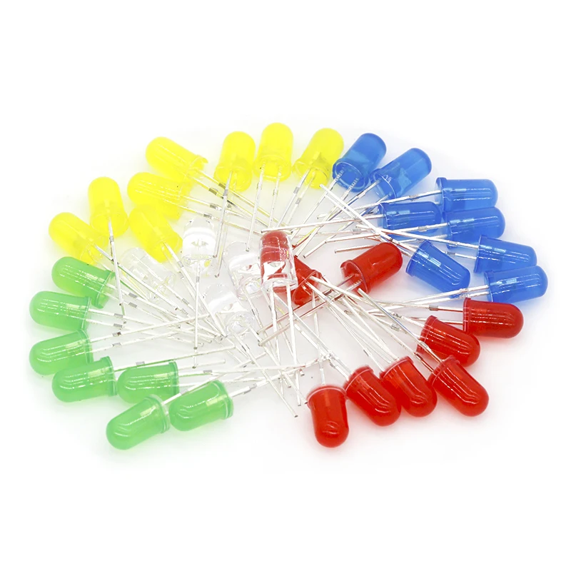 100pcs 5mm LED diode Light Assorted Kit DIY LEDs Set White Yellow Red Green Blue electronic diy kit | Обустройство дома
