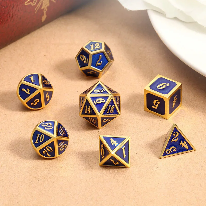 7 шт./компл. металлические игральные кости D4 D6 D8 D10 D % D12 D20 для игры в настольные DND