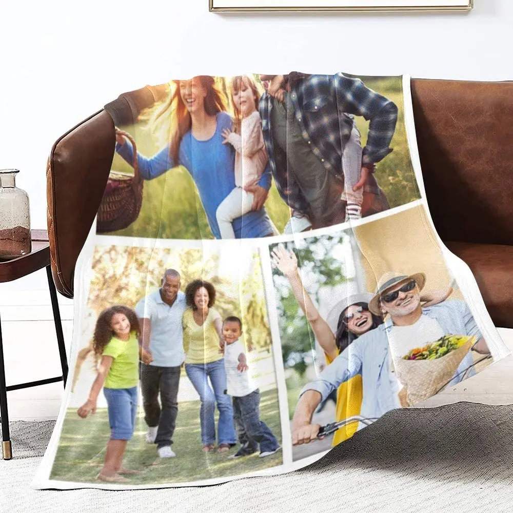

Custom Blanket with Picture Personalized Throw Photo Printing Soft Flannel Blanket for Pets Family Friend Birthday Gifts
