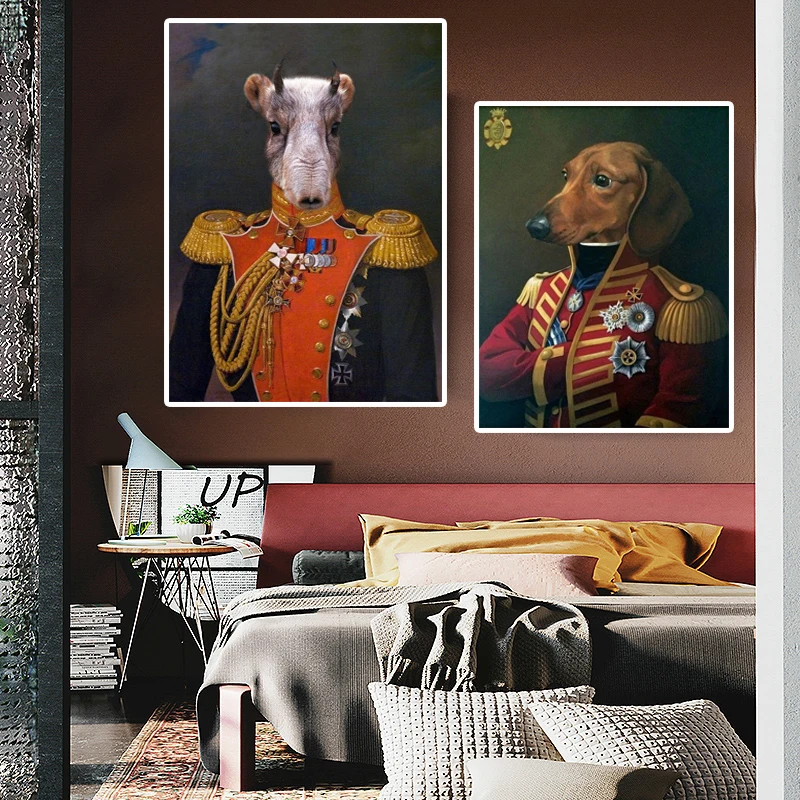 

Cat Dog Cow Portrait Vintage Wall Art Canvas Painting Nordic Posters And Prints Wall Pictures For Living Room Home Wall Decora