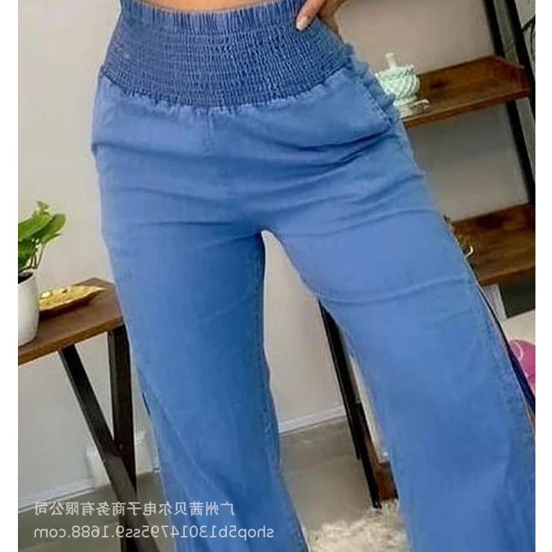 

Mandylandy раздельные джинсы с эластичным поясом женские свободные джинсовые брюки с высокой талией модные повседневные уличные джинсы брюки
