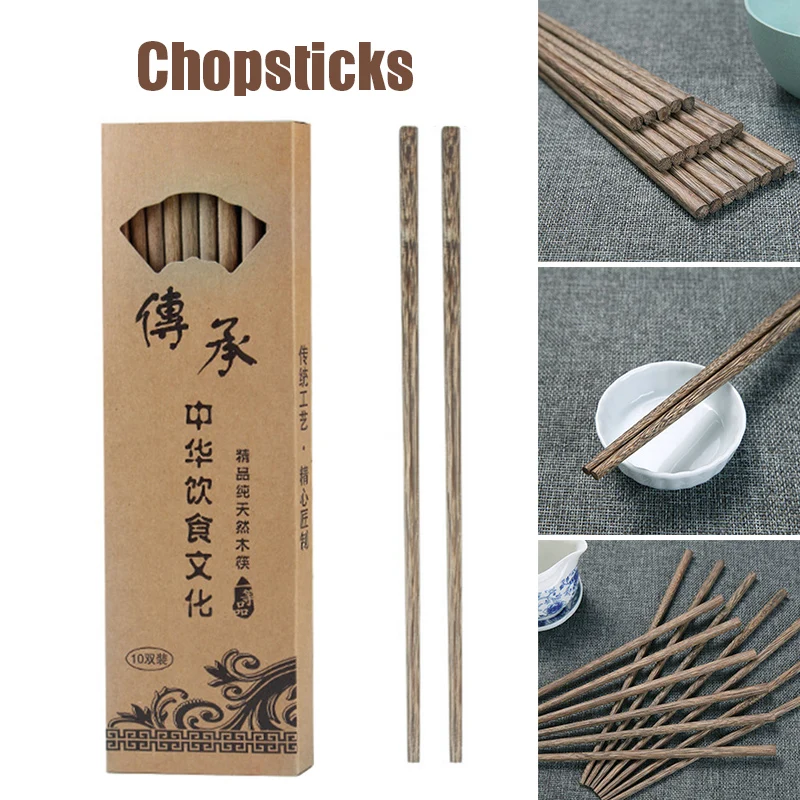 

10pairs 25 Cm Wooden Chopsticks Handmade Dishwasher Safe Chinese Classic Style Gift Baguette Chinoise