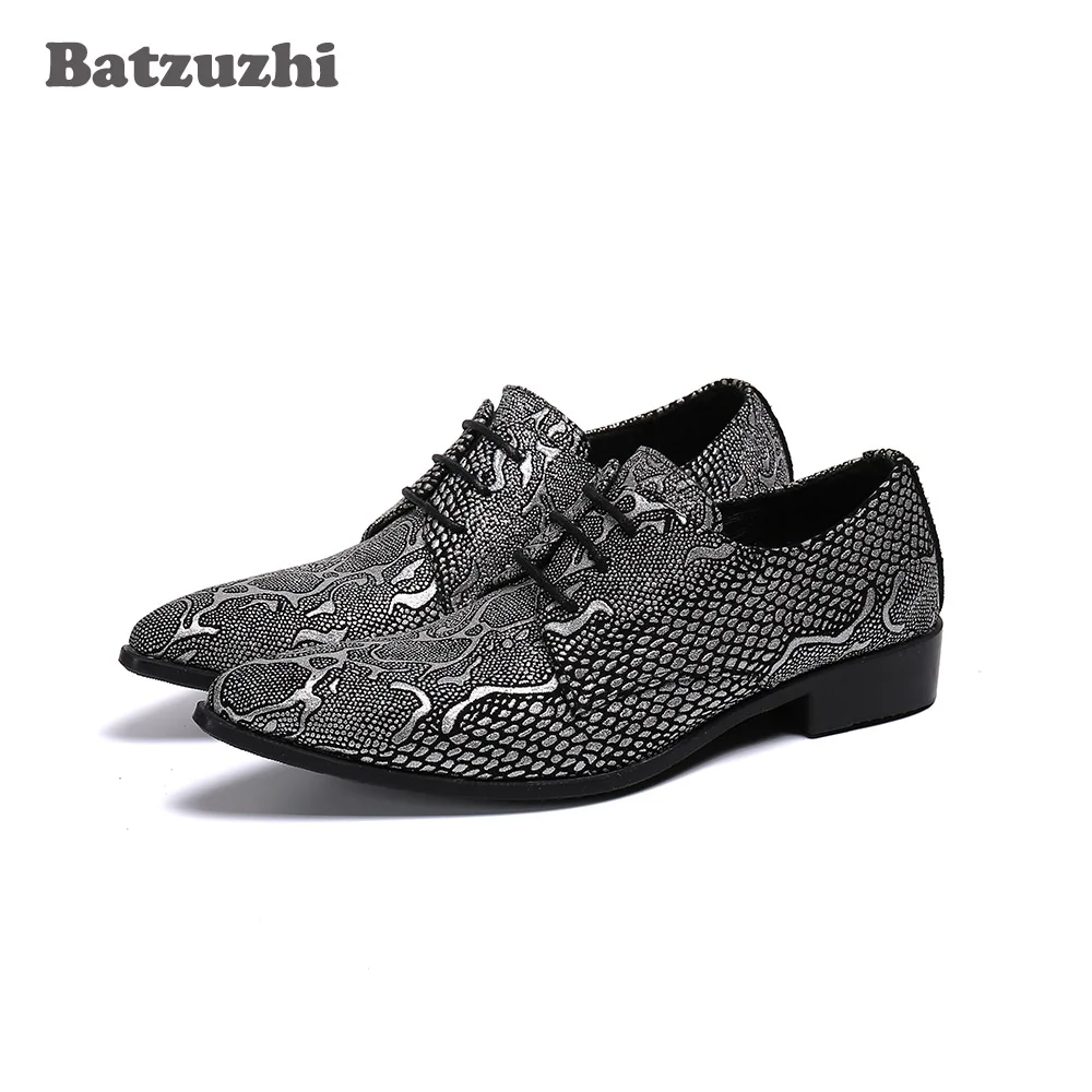 Men Pointed Toe Dark Grey Leather Dress Shoes Men Lace-up Leather Business Shoes For Men,big Sizes Us6-12