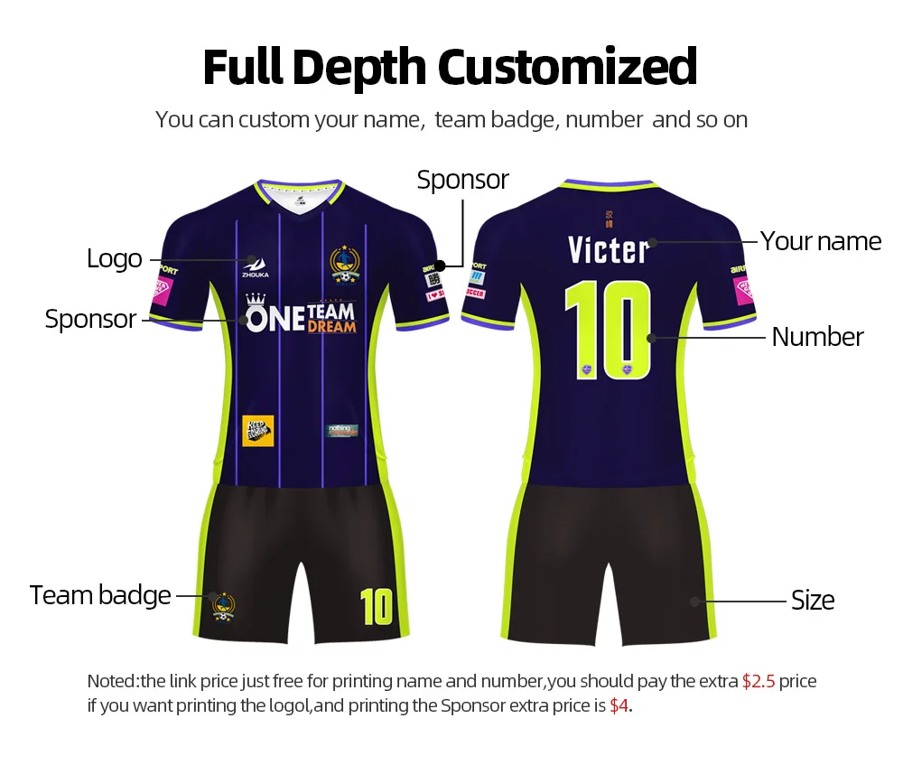 Zhouka игровая футболка Униформа Uniforme De Futebol индивидуализированная Футбольная форма настроить футбол футбольные майки комплект молодежных детей