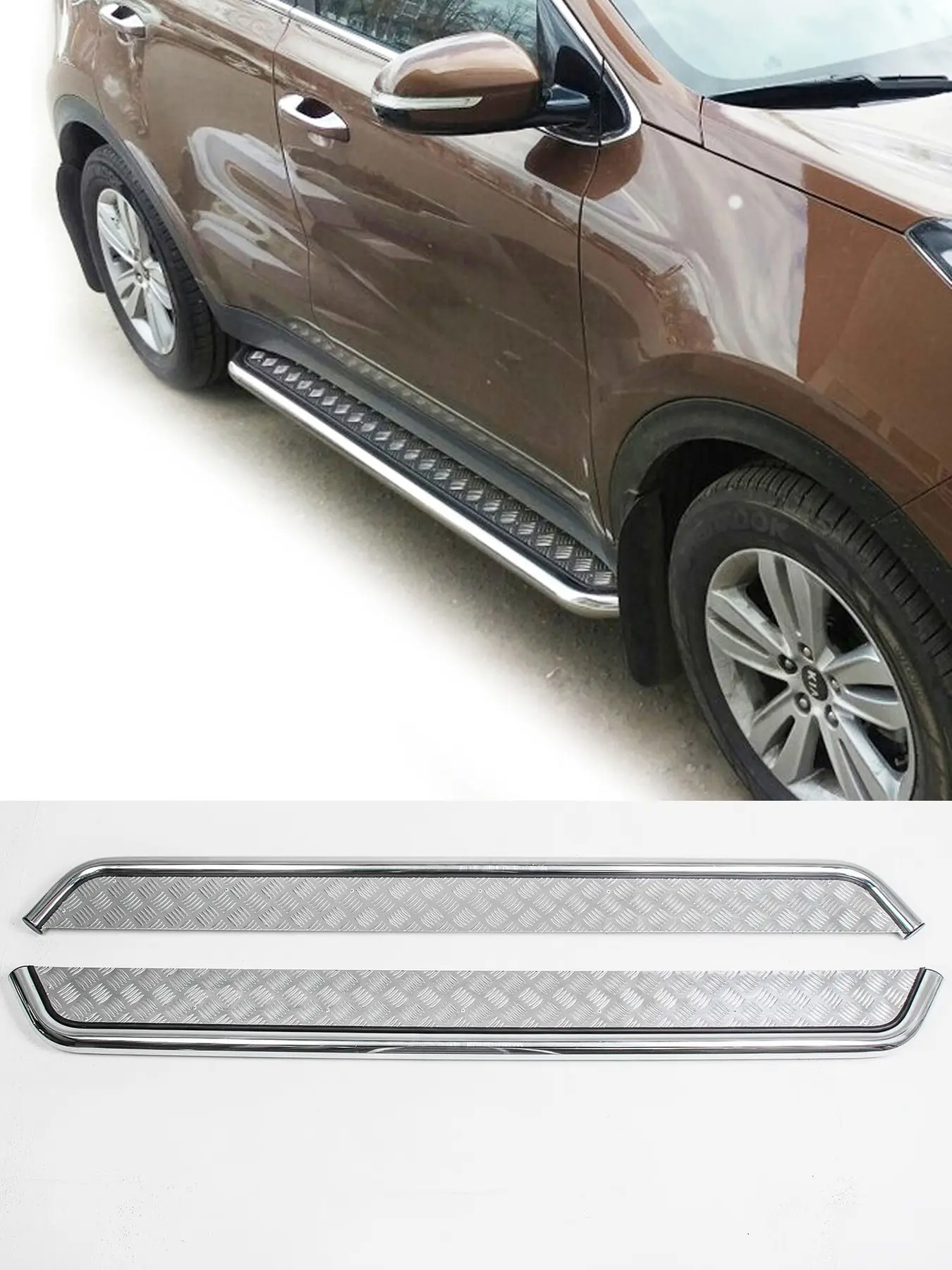 Running boards stainless steel for Kia Sportage 4 2016+|Буксиры и подвесные подножки| |