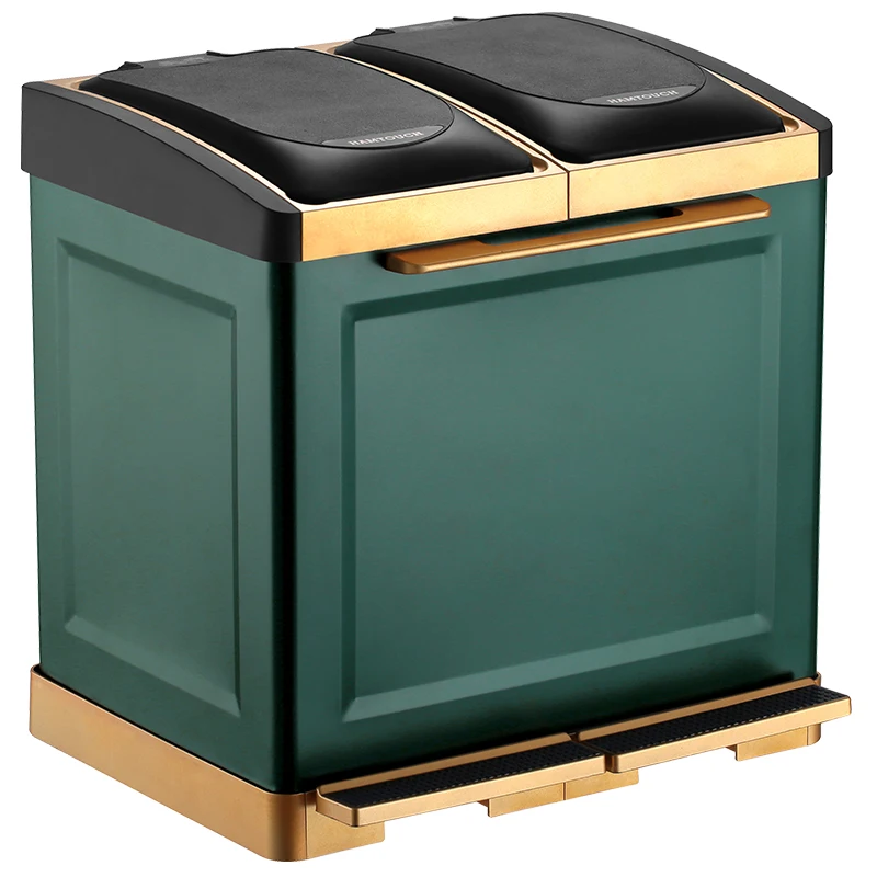 

Luxury Rectangle Large Trash Bin Cover Pedal Modern Garbage Sorting Trash Bin Eco Friendly Cocina Cleaning Tools BK50LJ