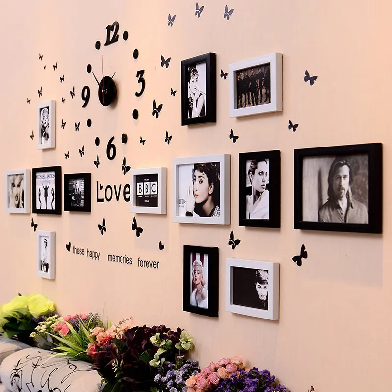 Настенная фоторамка с часами домашний декор креативная прихожая для спальни