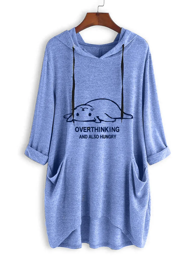 Взрывная свободная футболка с капюшоном женская одежда большого размера принтом