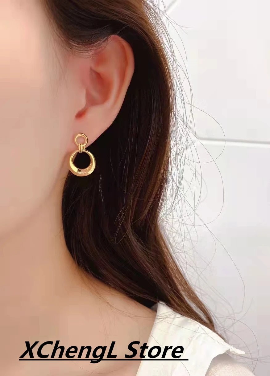 Новинка модные серьги из настоящего золота au750(18k) в европейском стиле ювелирные