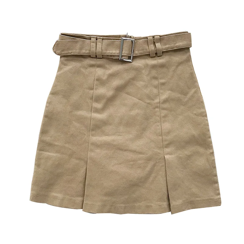 

Solid Color Anti-Exposure Skirt Female 2018 Autumn New Korean Style Simple High Waist All-match Wash a Word Hip Skirt