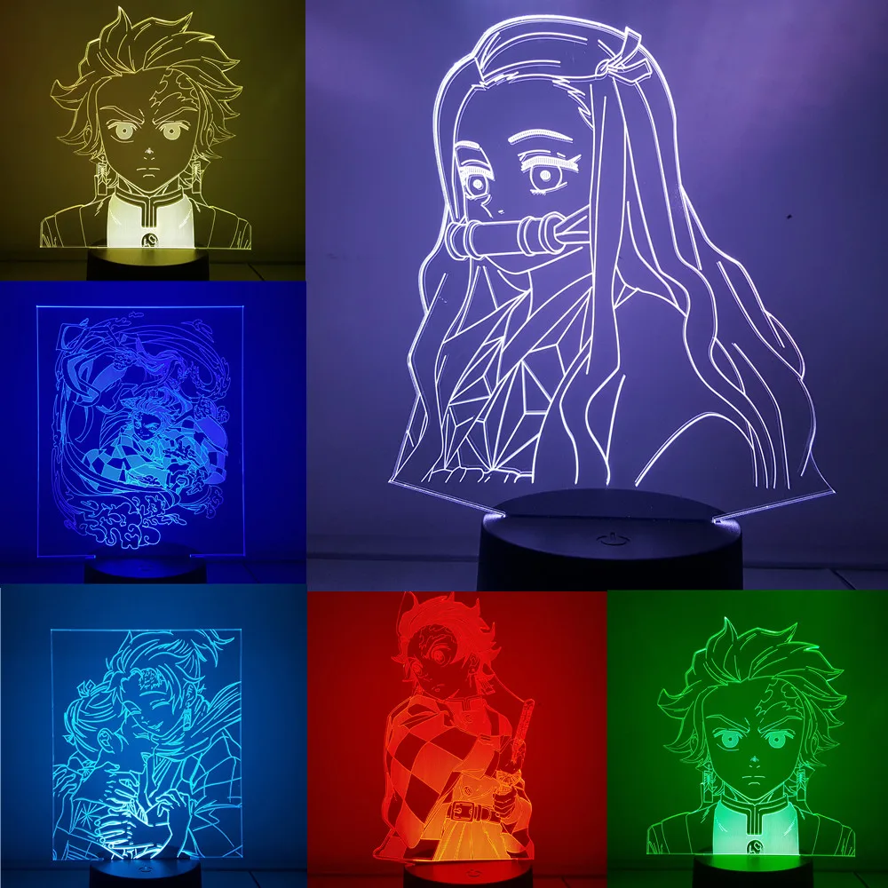Демон убийца фигурку аниме 3D Цвет светодиодные рисунок Kimetsu без Yaiba камадо Nezuko