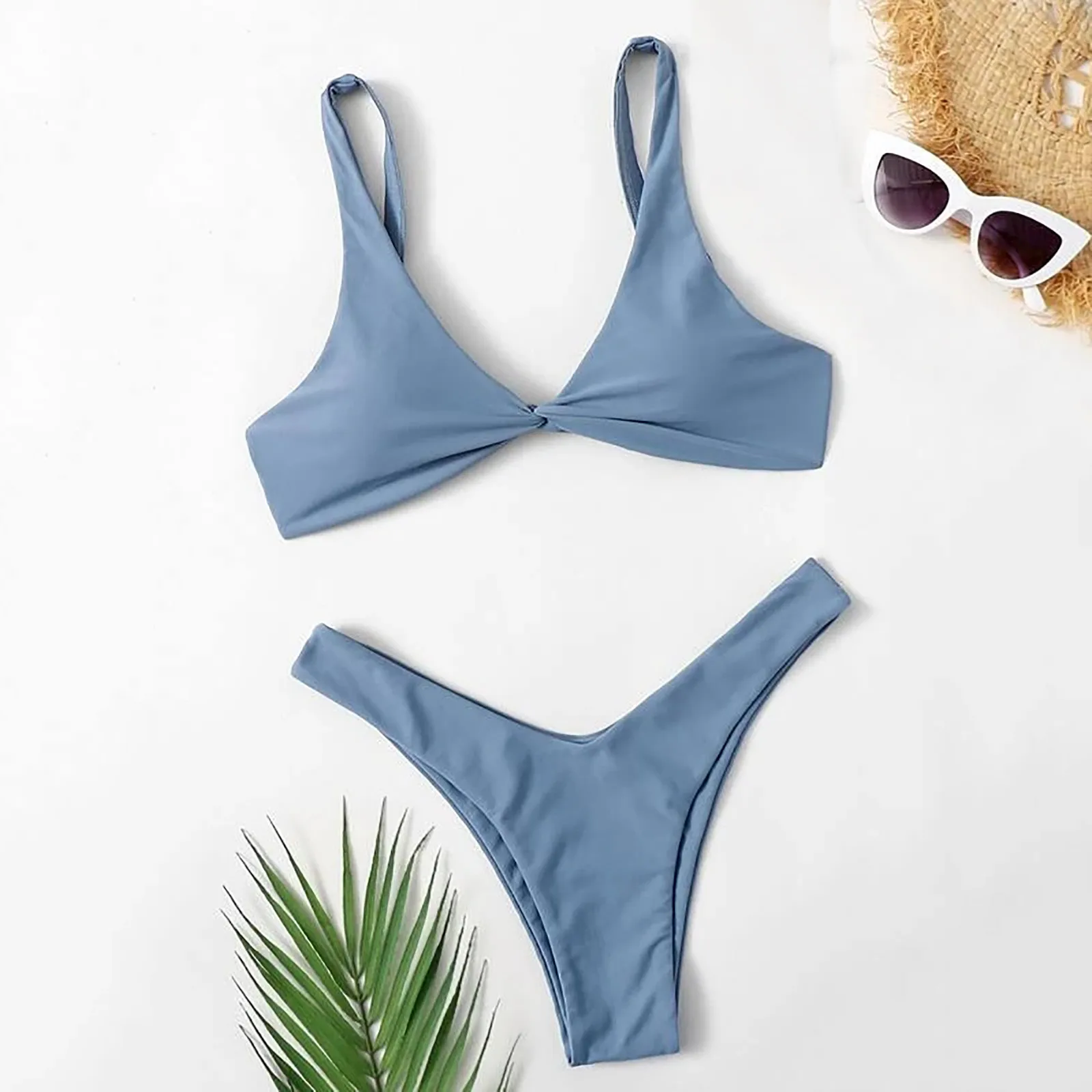 

Sexy Bikinis 2021 Women's Solid Two Piece Swimsuit Push Up Padded Bikini Set Split Swimwear Brazilian Bathing Suit Beach Biquini