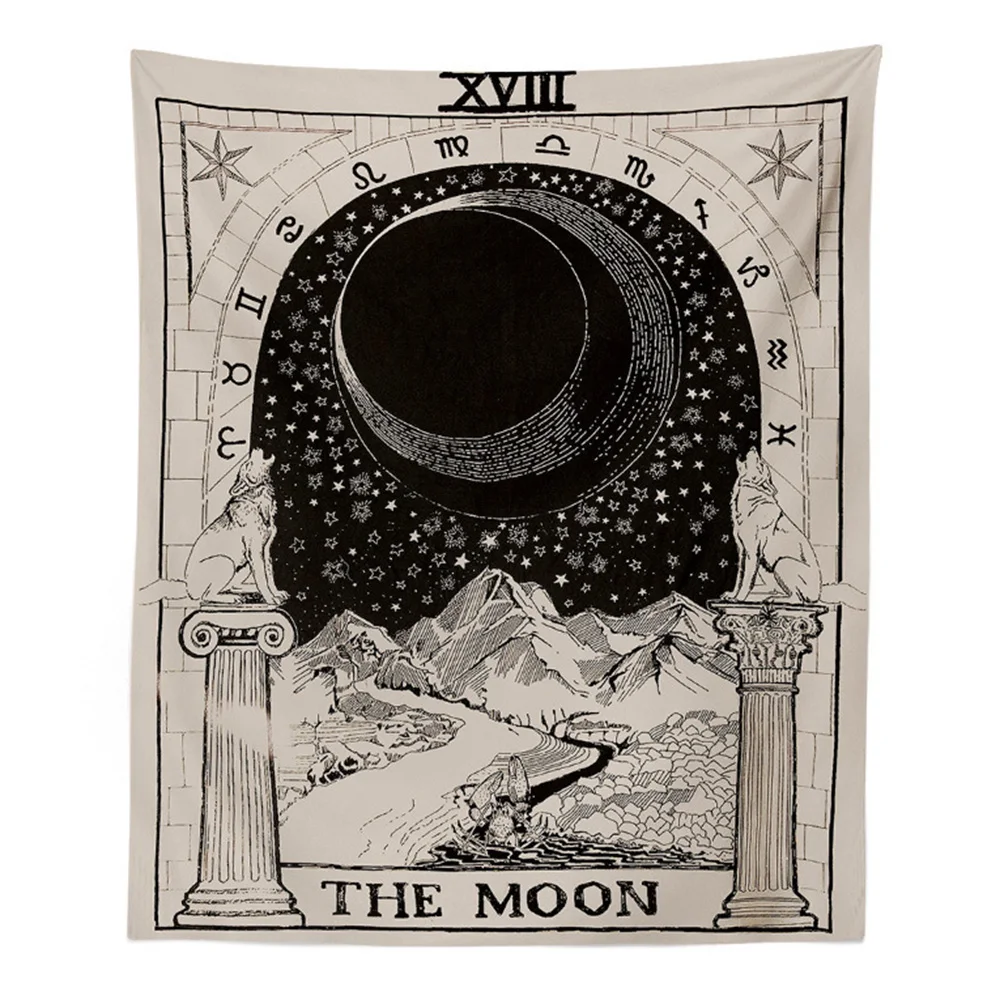 

White Black Sun Moon Mandala Tapestry Wall Hanging Celestial Wall Tapestry Hippie Wall Carpets Dorm Decor Psychedelic Tapestry