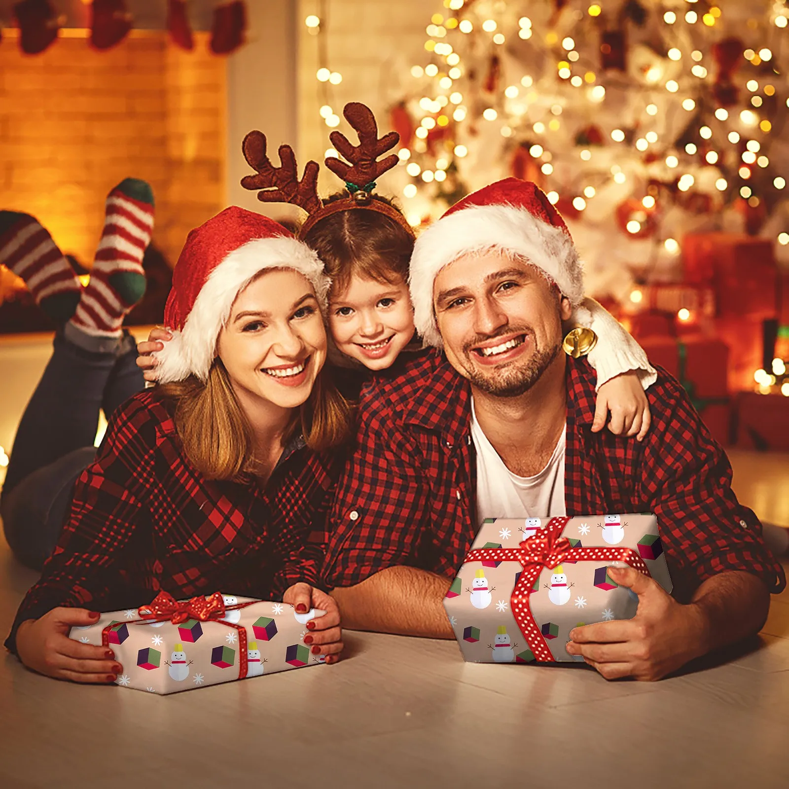 

1 рулон, Рождественская односторонняя оберточная бумага для подарков, Рождественская оберточная бумага, Классический Санта-Клаус и другие ...