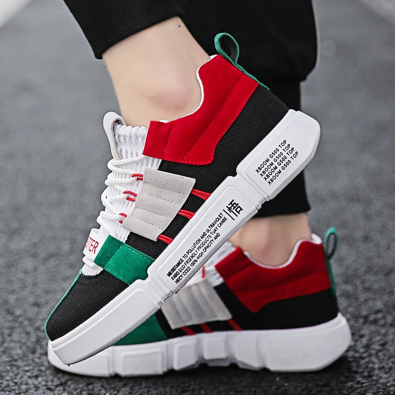 Мужские кроссовки для улицы черные или красные низкие бега и ходьбы спортивная