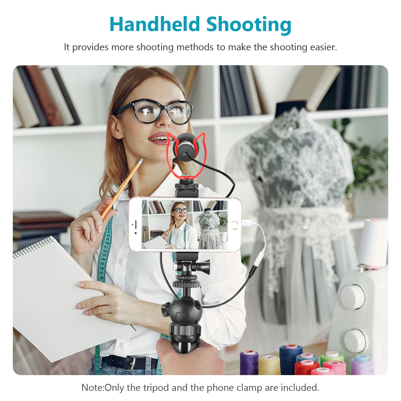 Настольный Штатив Neewer для телефона Трипод с держателем смартфона работает