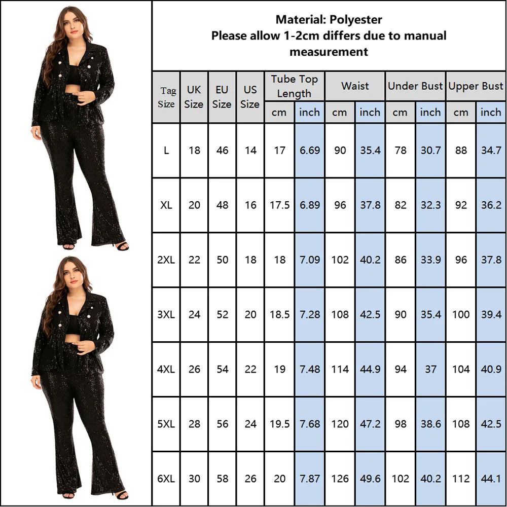

6XL Plus Size Women 3-Piece Clothing Set Crops Tops+Sequin Blazers+Pants Set Large Size Ladies Elegant Bilng Party Clothes D30