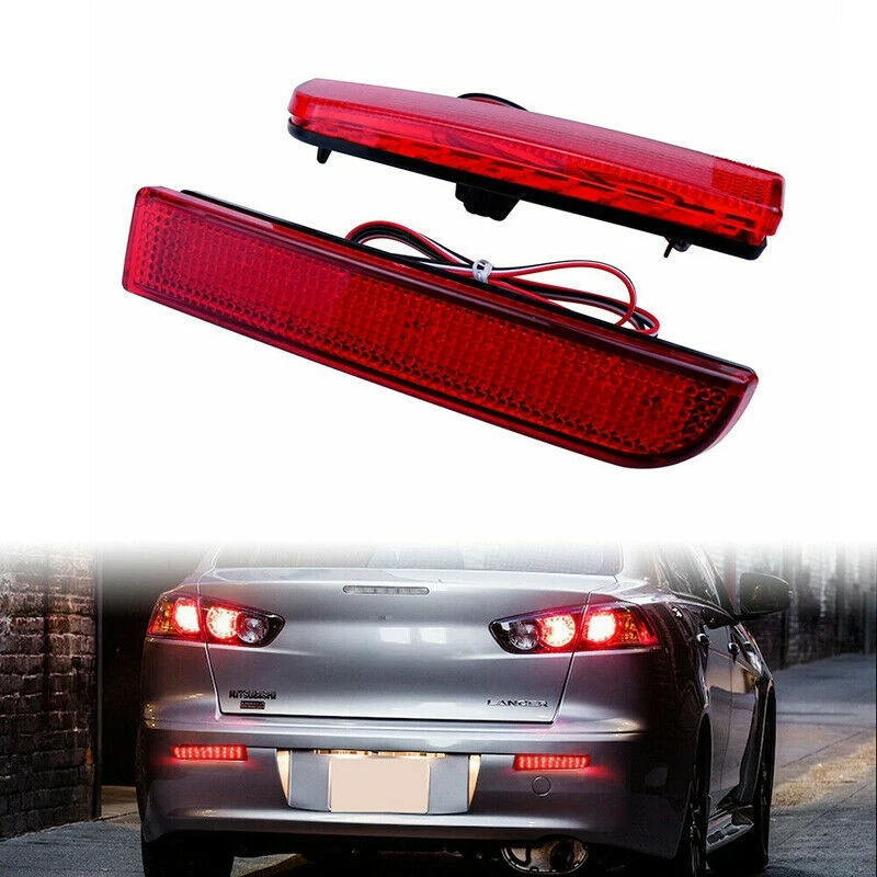 

Автомобильные Красные линзы, светодиодные отражатели для бампера, стоп-сигналы, лампы для Mitsubishi Lancer 2008-2014