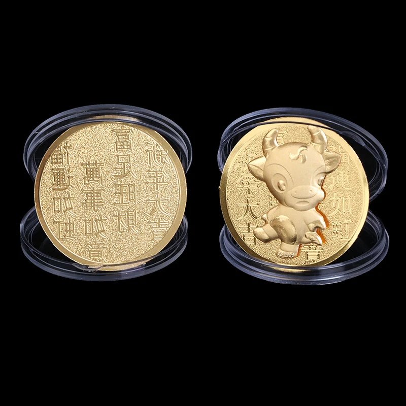 1 шт 2021 год быка памятная монета Китайский Зодиак Сувенир Монета Новогодний
